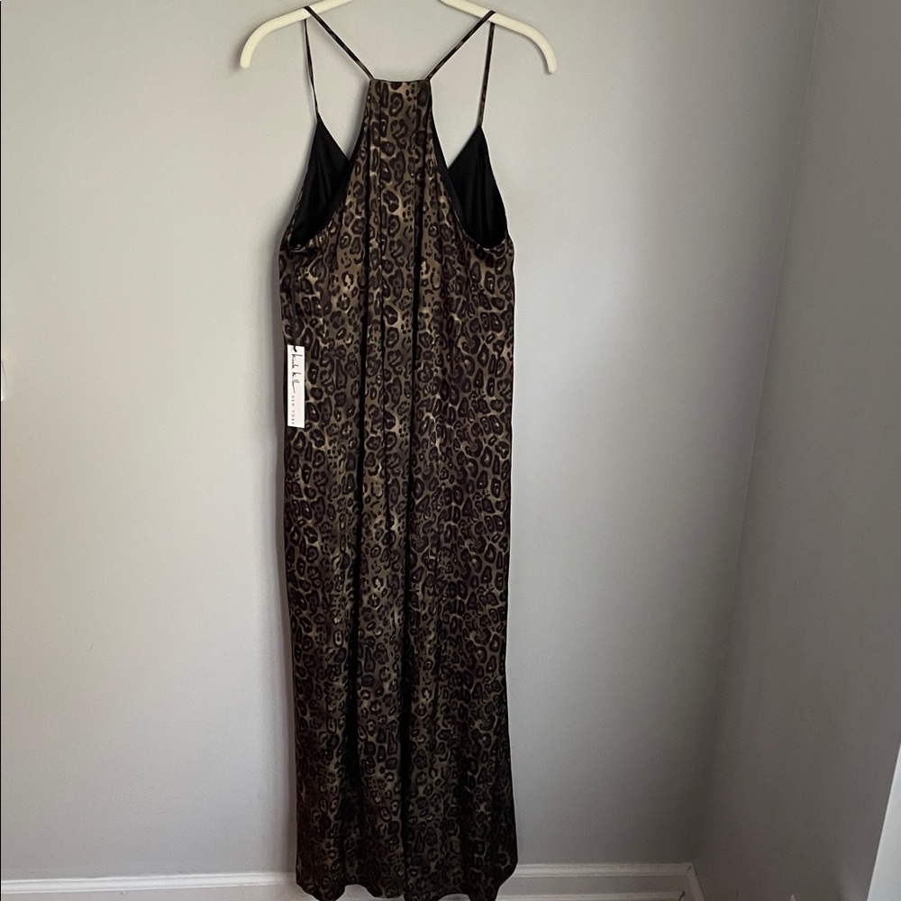 New Nicole Miller New York Leopard Print Sleeveless Maxi Dress Size Large - Picture 4 of 9